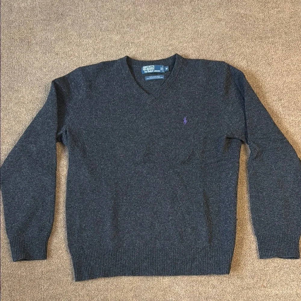 Polo Ralph Lauren Sweater Men’s Large 100% Lambswool Long Sleeve Vintage Black M